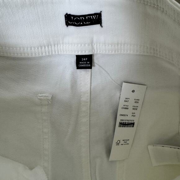 J.Crew Petite Slim Wide Leg Jeans WMNS 24P White Denim Stacked Buttons Stretch - Picture 4 of 7